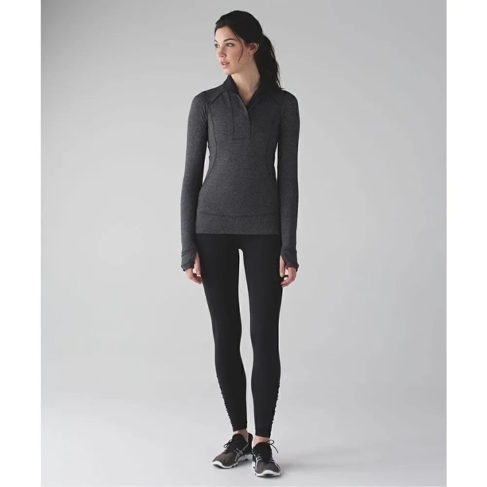 Lululemon Women's Charcoal Black Think Fast Pullover Hoodie Sweatshirt Size 4